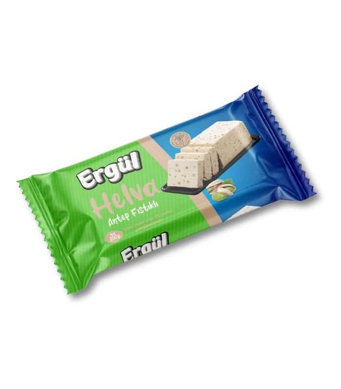 ergul anep fistikli helva Ergül Тахинная халва с фисташками (Antep Fıstıklı Tahin Helvası) 200г. — изображение 1