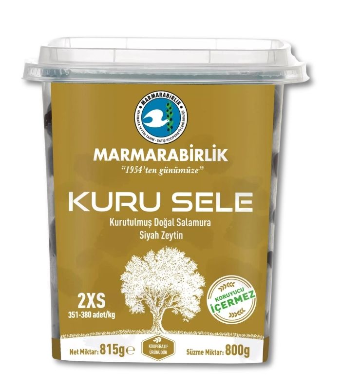 marmarabirlik Kuru sele 2xs Marmarabirlik Оливки черные натуральные сухой засолки (Kuru Sele Siyah Zeytin 2XS) 800г. — изображение 1