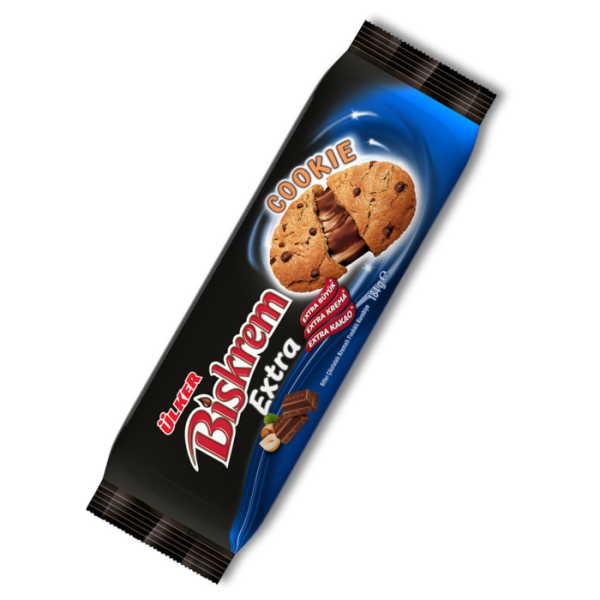 Ülker Biskrem Extra Cookie Печенье с шоколадным кремом и кусочками фундука (Çikolata Kremalı Fındıklı Kurabiye) 184г.