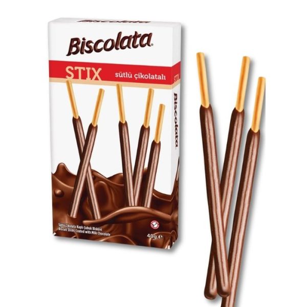 Biscolata Stix Печенье-соломка в молочном шоколаде (Sütlü Çikolatalı Çubuk Bisküvi) 40г