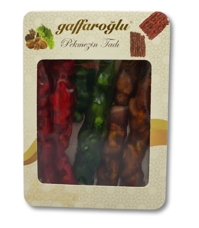 gaffaroglu karışık cevizli sucuk 250gr Gaffaroğlu Смешанная чурчхела с грецким орехом (Karışık Cevizli Sucuk) 250г. — изображение 1