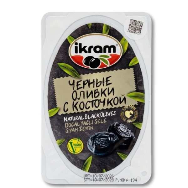 İkram Натуральные черные оливки, вяленые в масле (Doğal Yağlı Sele Siyah Zeytin) 100г.
