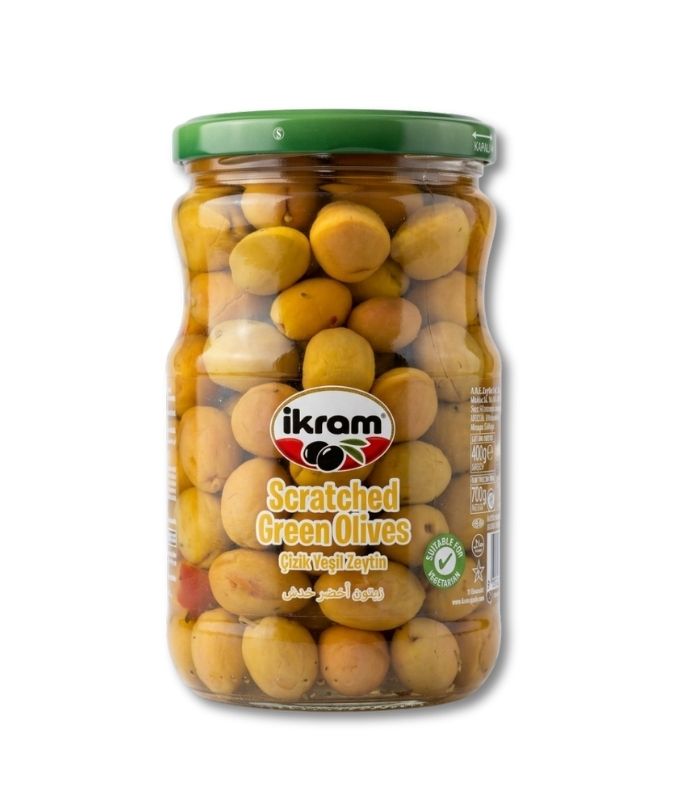 ikram çizik yeşil zeytin 700 gr İkram Надрезанные зеленые оливки (Çizik Yeşil Zeytin) 700г. — изображение 1