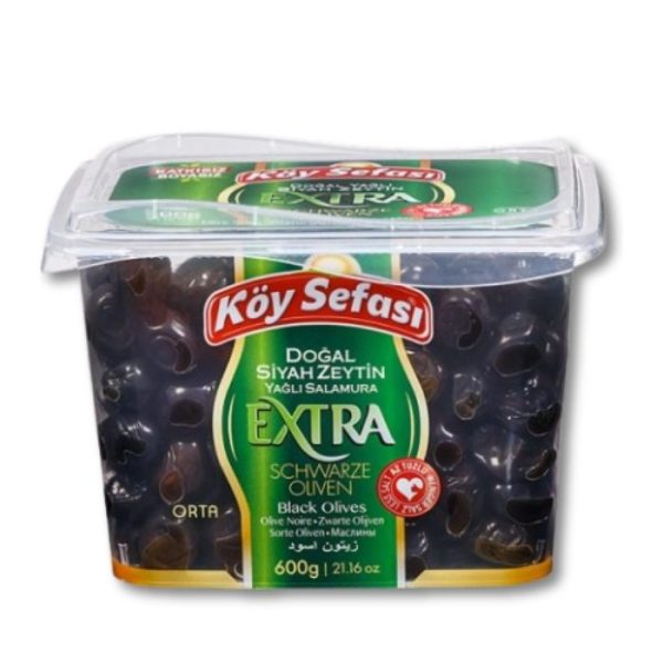 Köy Sefası Extra Натуральные черные оливки в масляном рассоле (Doğal Siyah Zeytin Yağlı Salamura) 600г.