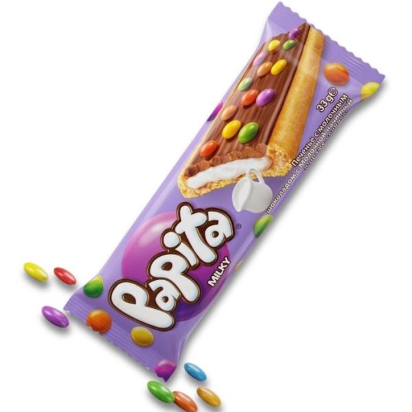 Papita Печенье с молочным шоколадом, молочной начинкой и драже (Sütlü Çikolatalı ve Bonibonlu Bisküvi) 33г.