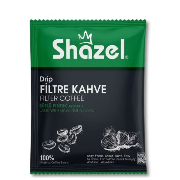 Shazel Фильтр-кофе со вкусом молока и фундука (Sütlü Fındık Aromalı Filtre Kahve) 14г.